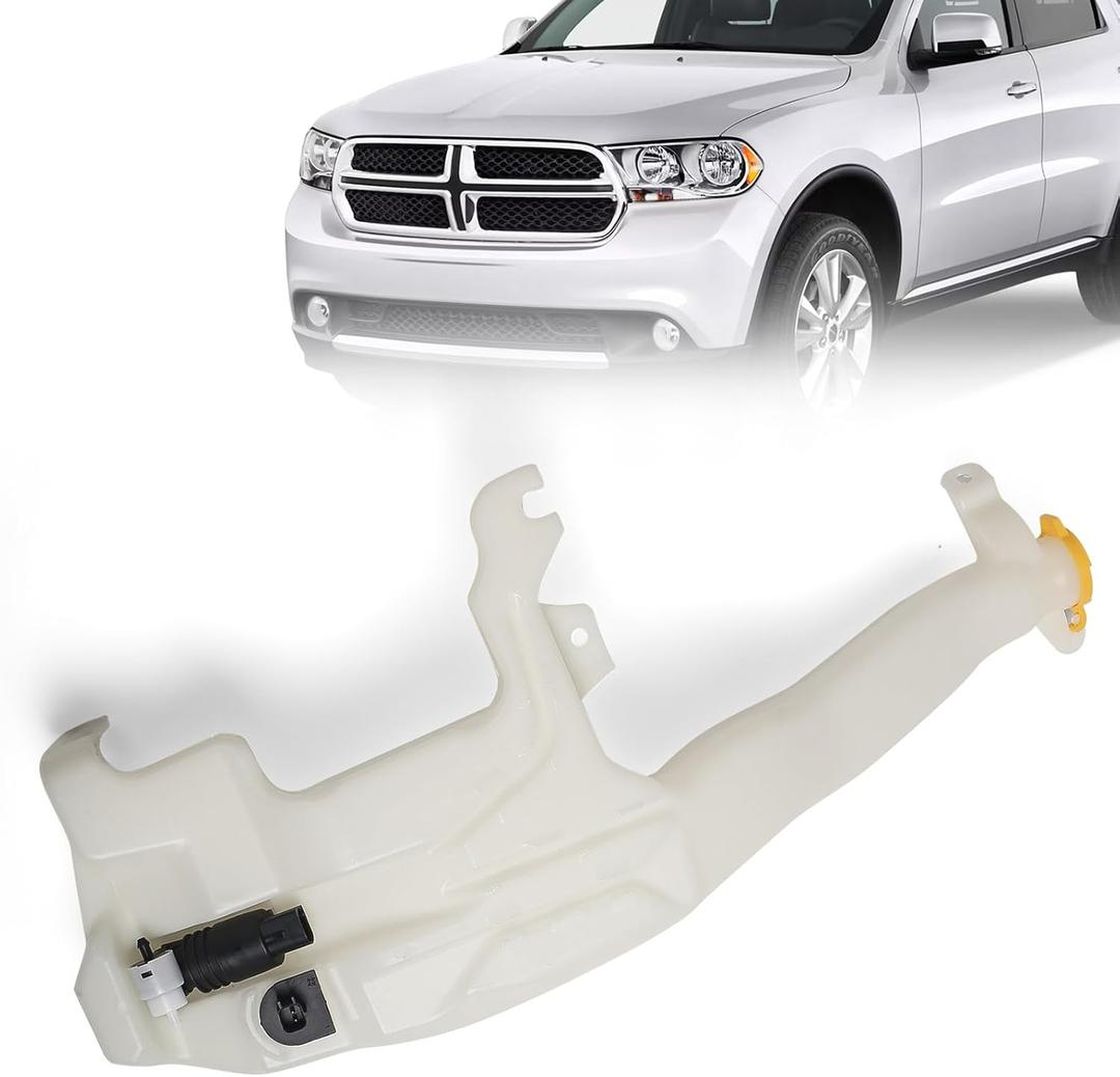 Washer Fluid Reservoir Compatible with Dodge Durango/Jeep Grand Cherokee 2011-2022, Jeep Grand Cherokee WK 2022 Windshield Washer Tank with Pump/Cap W/O Headlight Washer Hole 55079365AF