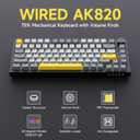 Ajazz 75% Mechanical Gaming Keyboard with Volume Knob, Gasket Mount Wired Custom Keyboard, South-Facing RGB Backlit, PBT Keycaps, Pre-lubed Linear Switches, Creamy Sound for Office & Gaming