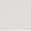 U Brands Farmhouse Linen Bulletin Board, 30"x20", White Wood Style Frame, Includes Push Pins