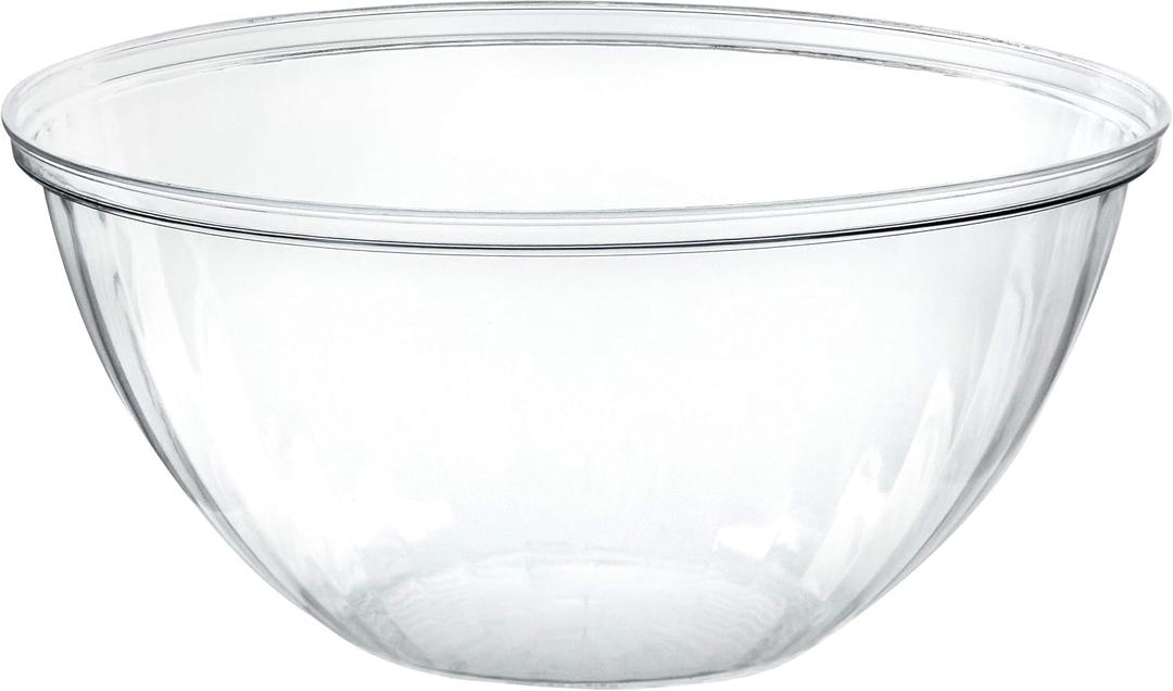 PLASTICPRO Disposable 96 Ounce Round Crystal Clear Plastic Serving Bowls, Party Snack or Salad Bowl, Chip Bowls, Snack Bowls, Candy Dish, Salad Container Pack of 8