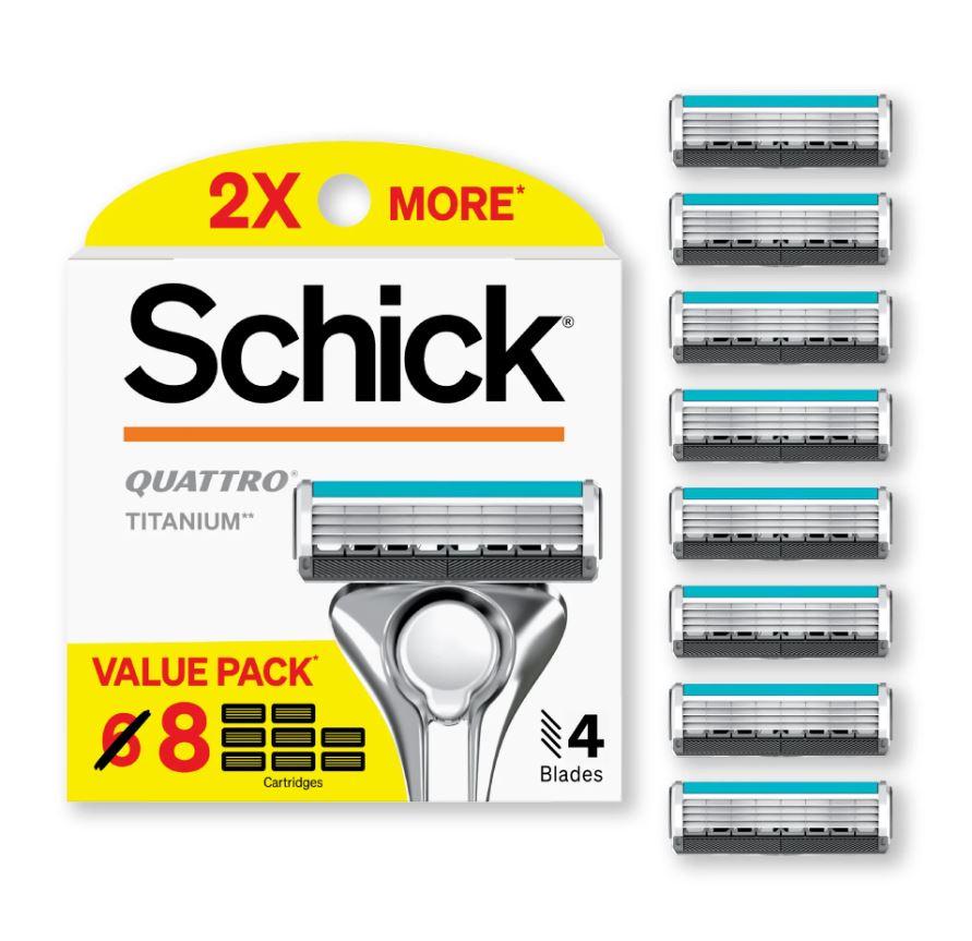 Schick Quattro Titanium Refills — Schick Quattro Refills, Men’s Razor Refills, 8 Count