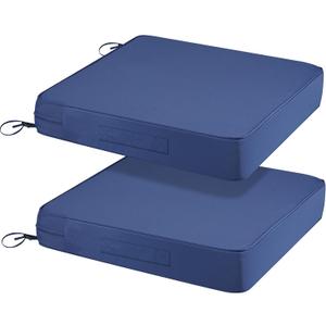 Navy Blue Outdoor Seat Cushions 24" W x 24" D x 4" H Sun Resistant Replacement Cushions for Patio Deep Seat Chairs Square Coner Sectional Seat Cushions