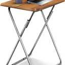 Tv Trays Folding Tv Table, Dinner Table for Eating with Sturdy Metal Frame, Small Foldable Snack Trays Table for Living Room, Couch,Sofa, Bed, No Assembly Required (Yellow Brown)