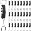 24 Pcs Bottle Opener Keychain Bulk Wine Bottle Beer Opener Keychain 3.27" Stainless Steel Corkscrew Waiter Corkscrew Wine Keyring Gifts for Christmas Bar Party Wedding Home (Black)
