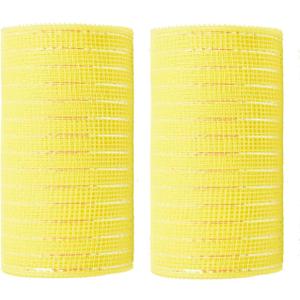 2 Rolls Yellow Mesh Ribbon for Wreath Crafts, 6 Inch x 30FT Per Roll Metallic Foil Deco Mesh Rolls Decorative Mesh Fabric for Spring Easter Wreath Garland Swag Basket Home Party Decor