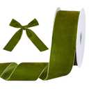 PH PandaHall Olive Green Velvet Ribbon, 2 Inch x 10 Yards, Multiple Occasions, Classic Style, Solid Pattern