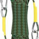 X XBEN Outdoor Climbing Rope 10M(32ft) 20M(64ft) 30M(96ft) 50M(160ft) 70M(230ft) 152M(500FT) 352M(1000FT) Static Rock Climbing Rope for Escape Rope Ice Climbing Equipment Fire Rescue Parachute (Green)
