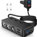 Nilight 9 in 1 Cigarette Lighter Adapter Splitter 3 Sockets PD 65W and QC3.0 18W Ports with Independent Switches LED Voltage Display for 12V 24V Cars SUV Van Truck Jeep Camper