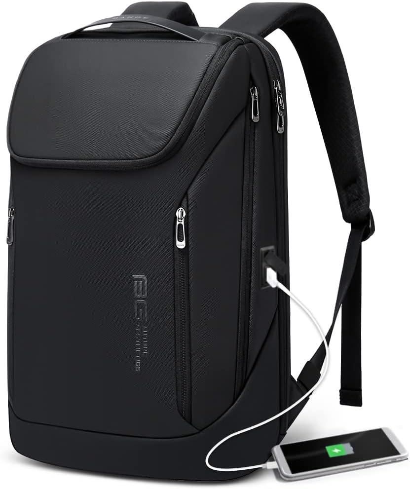 BANGE Business Smart Backpack Waterproof fit 15.6 Inch Laptop Backpack with USB Charging Port,Travel Durable Backpack (Black)
