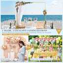 8.2FT Square Wedding Arch Backdrop Stand, Balloon Arch Stand, Metal Gold Backdrop Adjustable Stand Heavy Duty, Extra 2 Clamps Change Over The Table Rod Stand for Party Decoration, Garden Trellis Frame