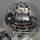 Christmas Disco Ball Light 5" Mirror Ball Motor Hanging Rotating Disco 90s Party Decor 5rpm with 3 Light Color and 18 LED Hanging and Table 2 Use for Wedding Bar Club Band Stage Home Birthday(Silver)