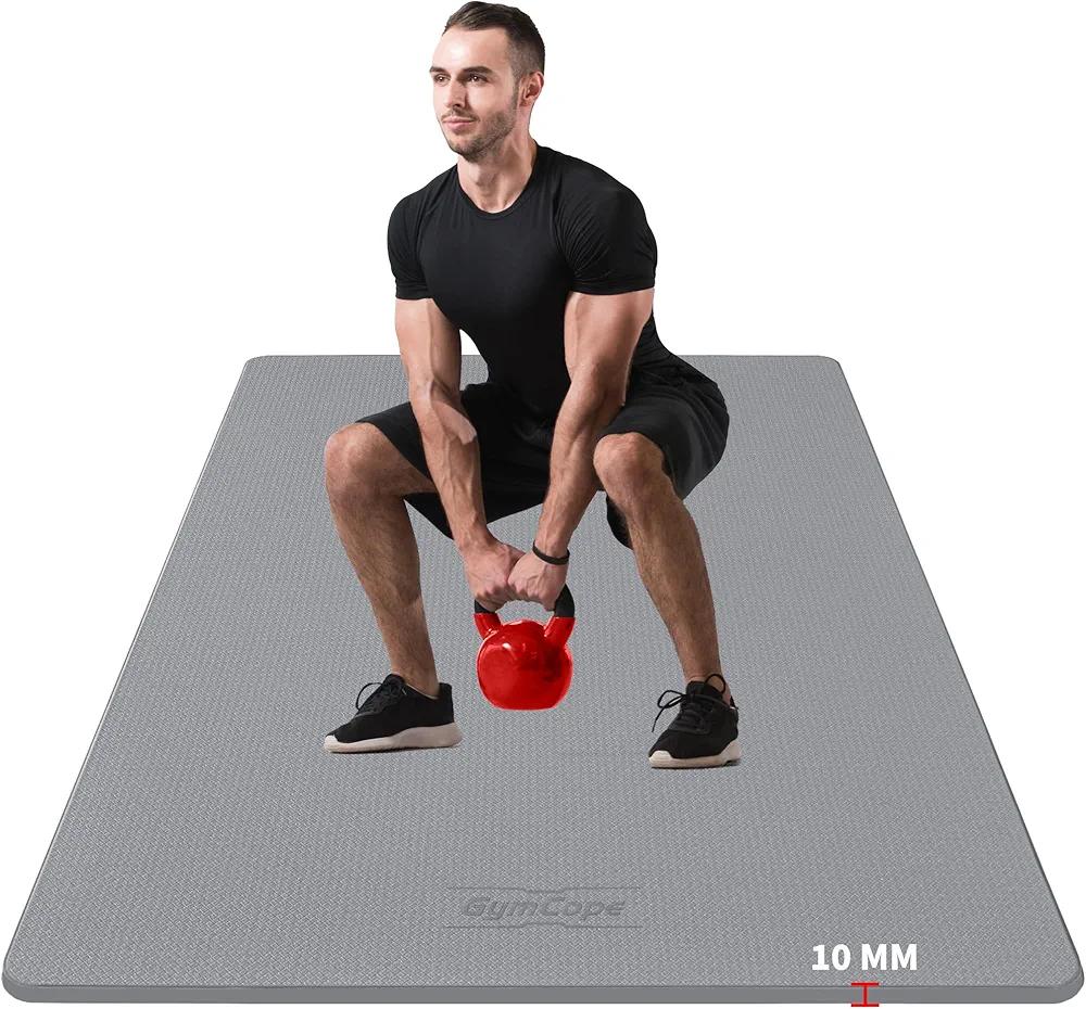 Extra Large Exercise Mat, 6'x4' (10mm) Thick Workout Mat for Home Gym Flooring, Garage, Shoe-Friendly, High-Density, MMA, HIIT, Weight Lifting, Cardio&Strength
