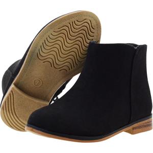 FLYFUPPY Girls Boots Ankle Boots for Girls Side Zipper Short Suede Booties Fashion Boots for Toddler/ Little/ Big Kids Black US 4