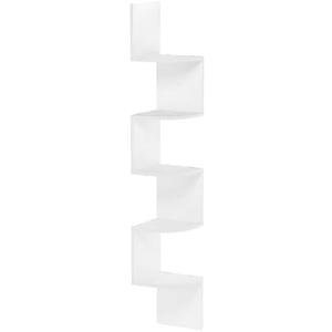 Furinno Rossi 5-Tier Wall Mount Floating Radial Corner Shelf, White
