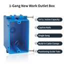 10-Pack Single Gang Electrical Box, New Work Box 1 Gang, Blue New Work Electrical Nail Outlet Box, 18 cu. in, Switch/Outlet Box PVC Electrical Junction Box for Residential Commercial Job Applications