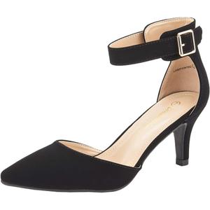 DREAM PAIRS Kitten Heel Low Heel for Women Closed Pointed Toe Pumps Wedding Party Sexy Dress Shoes Lowpointed (9, Black/Nubuck)