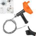 33 Feet Drain Snake Auger, Plumbing Snake Drain Hair Clog Removal Tool, Sink Unclogger Drain, Heavy Duty Toilet Snake Auger, Cleaner Tool for Bathroom Kitchen Tub Shower Drain Clog Remover with Gloves