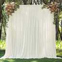 10x10ft Wrinkle Free Ivory Backdrop Curtain for Parties Soft Fabric Drapes Wedding Ivory Curtain Backdrop for Birthday Party Decorations Background for Photography 5x10ft,2 Panels, Multiple white back drops, Shimmer Wall Backdrop Panels
