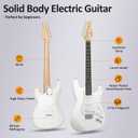 AODSK Electric Guitar with Amp Beginner Kit 39 Inch Solid Body Full Size,All Accessories,Digital Tuner,Six Strings,Four Picks,Tremolo Bar,Strap,Gig Bag,Starter kit (White-HSS)