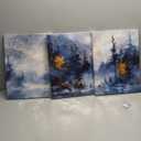 Forest Pictures Wall Art for Office - Modern Blue Canvas Art Wall Decor
