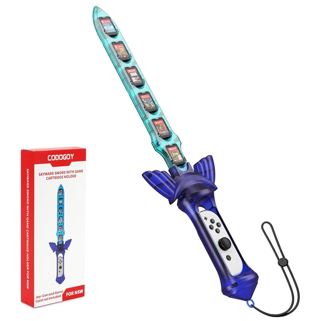 Switch Sword Accessory, CODOGOY Skyward Sword Accessories Compatible with Switch Sports Chambara (Swordplay)/Legend of Zelda: Tears of the Kingdom/Skyward Sword HD,Game Card Storage Function(1 Pack)