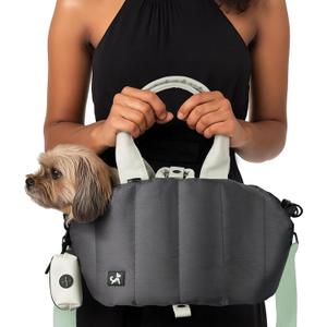 Sytopia Small Dog Carrier Purse, Portable Pet Carrier Tote Carrier with Pockets, Adjustable Safety Leash, Waterproof Dog Travel Bag, Travel Pets Purse up to 4 Lbs, Dark Grey (17.7"L x 8.7"W x 9.4"H)