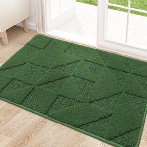 OLANLY Door Mats Indoor, Non-Slip, Absorbent, Dirt Resist, Entrance Washable Mat, Low-Profile Inside Entry Doormat for Entryway (36x24 inches, Green)