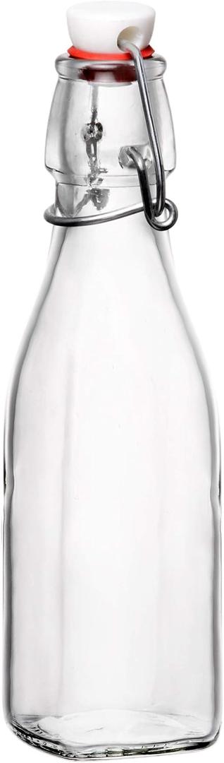 Bormioli Rocco Swing Bottle - 8.5 oz, Recyclable Glass with Airtight Seal - BPA-Free & Dishwasher Safe - Ideal for Infused Drinks, Juices, Oils - Leakproof, Odor Proof, Stain Proof Food Storage