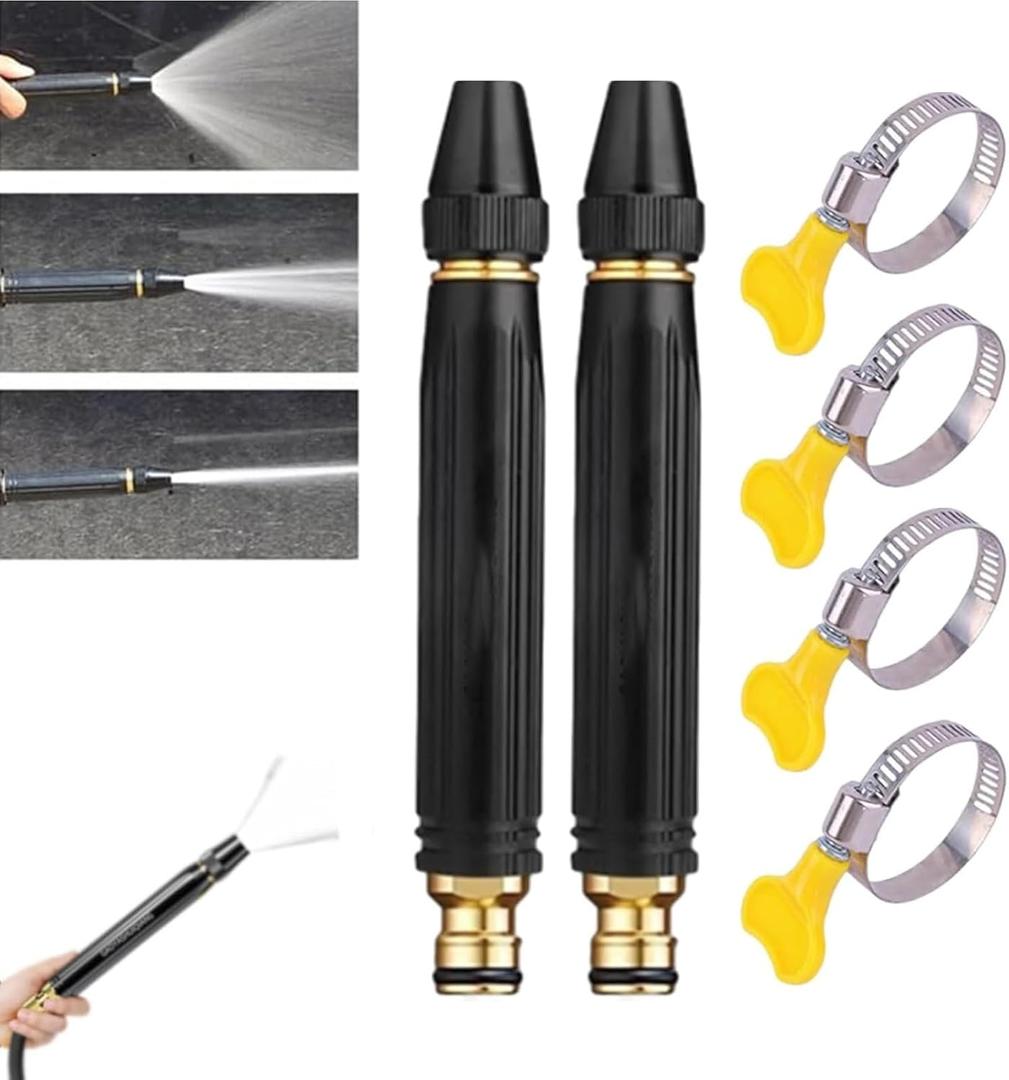 High Pressure Hose Nozzle, 2026 Upgraded High Pressure Water Gun & Nozzle Set Multi Function Home Lawn & Garden Pressure Washer for Plant Watering Lawn Car