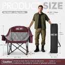 Overmont Oversized XL Camping Chair for Adults - 400lbs Support Heavy-Duty Padded Folding Chair with Side Pocket Cup Holder Cooling Bag for Outdoor Sports Garden Beach Fishing Lawn Red 2pcs