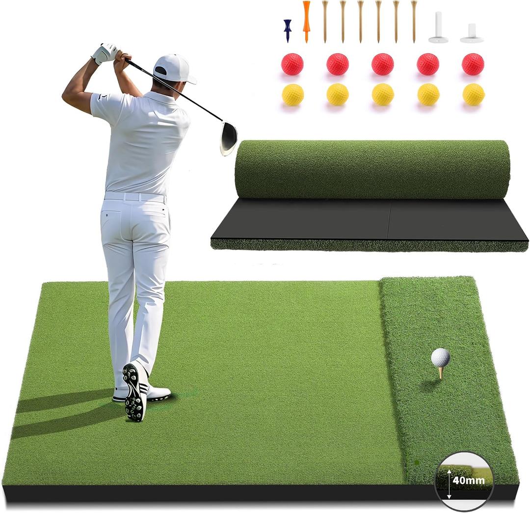 Fanshaw Premium Dual-Turf Golf Mat: 5x4ft 40MM-50MM Thickened for Backyard, Driving Range, Indoor & Outdoor Practice Hitting, Swing & Chipping, Ideal Gifts for Men Dad