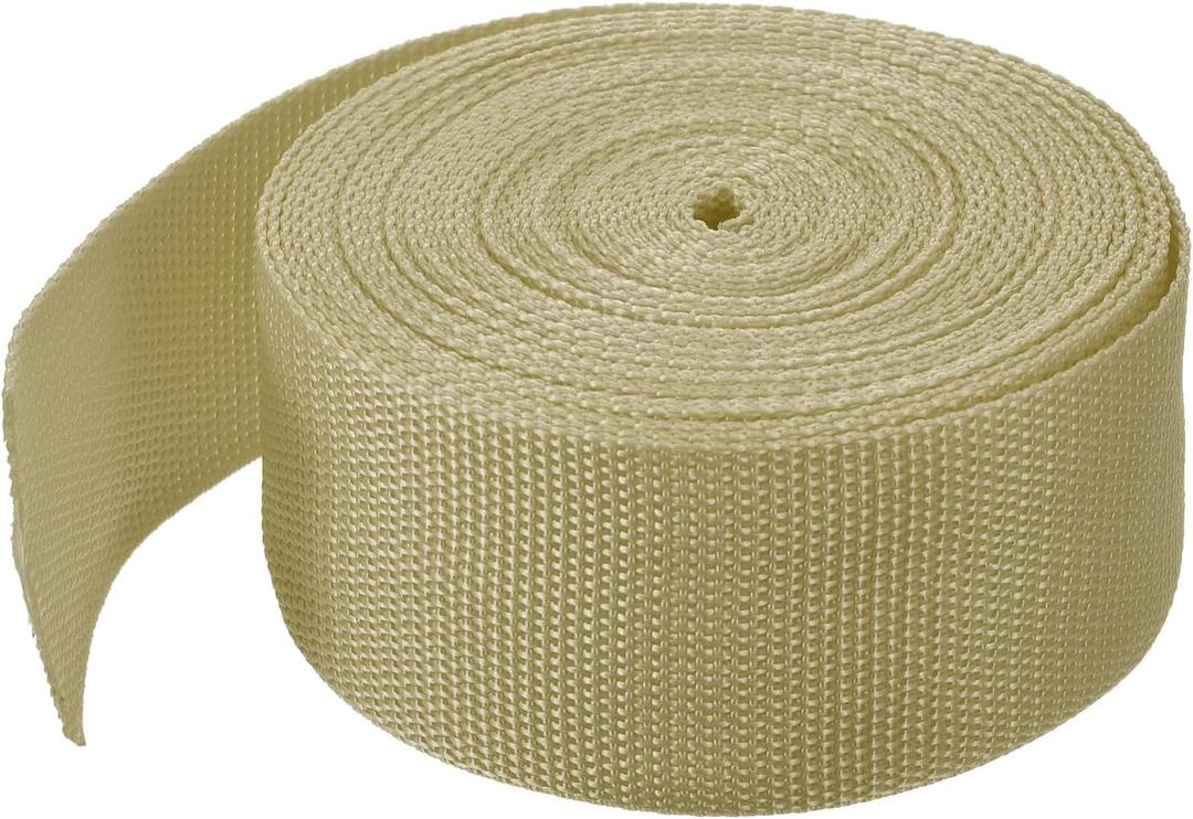 MECCANIXITY Lightweight Polypropylene Webbing Strap 2" 10 Yard Backpack Strapping Band Light Khaki for Outdoor Luggage Cargo Straps