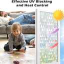 Window Privacy Film, Decorative Rainbow Holographic Cling Stained Glass Door Window Film, Frosted UV Blocking Static Cling 3D Suncatcher Decals Windows Covering (17.72" x78.74")