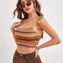 SOLY HUX Women's Boho Y2k Crop Top Camisole Tie Shoulder Spaghetti Strap Summer Cami Tops (S)