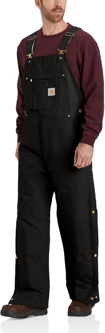 Carhartt Men's Loose Fit Firm Duck Insulated Bib Overall (Medium, Black)