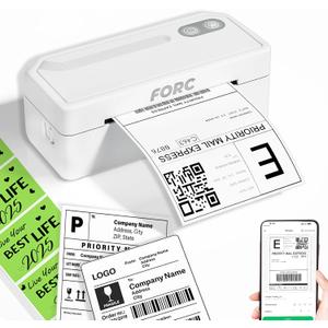 Forc Shipping Label Printer,4X6 Thermal Label Printer for Small Business & Office Package,Compatible with Android, iOS, Windows and Mac, Widely Used for Amazon,UPS,Etsy,USPS (White)