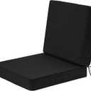 Wellsin Outdoor Deep Seat Patio Cushions, 22 x 22 Waterproof & 3-Year Fade Resistant Outdoor Cushions with Removable Covers,Ties and Handle for Chair, Sofa, Couch, Black