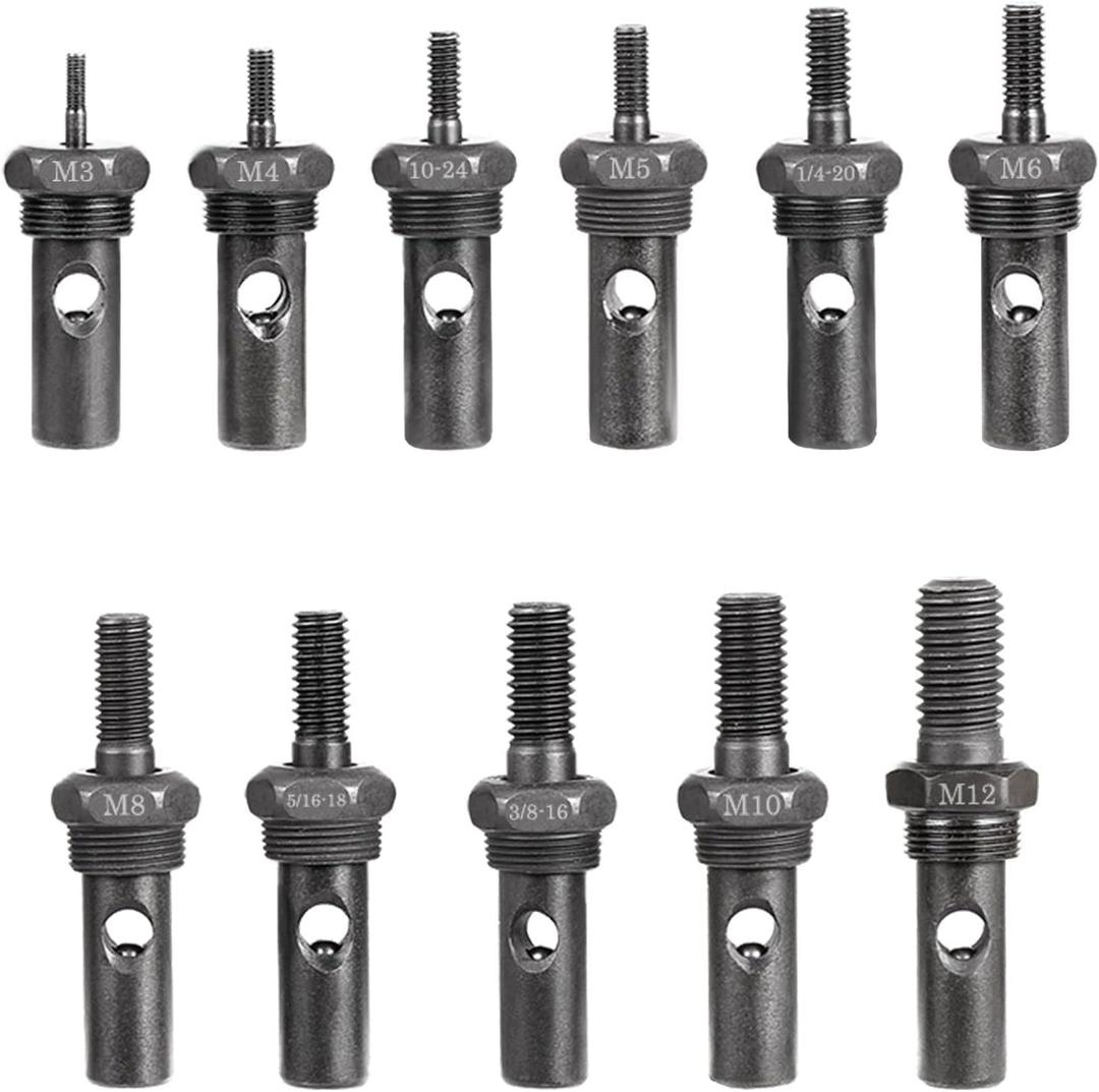 WETOLS 11Pcs Rivet Nut Tool Replacement Mandrels of WE882/WE889, Rivet Nut Tool Accessories Set M3-M12, 10-24, 1/4-20, 5/16-18, 3/8-16 Spare Parts