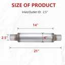 LCGP 2.5" Exhaust Mufflers, 2.5in Muffler Universal Stainless Steel Performance Muffler, Straight Through Design 2.5 inch Muffler Resonator Deep Sound for Car, Truck(2.5" Intet 2.5" Outlet)