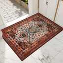Collive Indoor Door Mat Retro Floor Mat, Non Slip Washable Doormat Quickly Absorb Welcome Mats Low-Pile Front Door Rug Inside Entryway Carpet for Entrance - 32"x48"