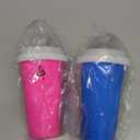 Slushie Cup, 2 Pack Slushy Maker Cup, Frozen Magic Squeeze Cups for Juice Milk Yogurt Ice Cream Make, DIY Cooling Cup with Lid & Straw Cool Stuff Things for Kids Friends Family (Blue+Pink)
