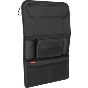 car seat organizer with integrated tablet holder - Reinforced back - with extra pen pocket - for business and children - Designed in Germany (Black)