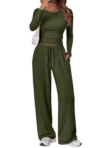 Trendy Queen Womens Two 2 Piece Matching Lounge Sets 2025 Early Fall Fashion Must Haves Y2K Workout Gym Clothes Comfy Airport Travel Vacation Luxury Outfits Sweatsuit Winter Essential Clothing Size S