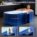 Portable Bathtub for Adult 59" Large Collapsible Cold Plunge Bathtub Foldable No Installation Ice Bath Tub for Shower Stall, Bathroom Hot SPA Soaking Standing Tub, Blue with Storage Rack 