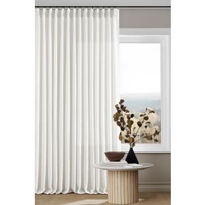 Beige White Pinch Pleated Linen Curtains 2 Panels 105 Inches Long for Living Room Bedroom Memory Shaped Semi Sheer Pleat Drapes with Hooks Rings Light Filtering Window Curtain 40x105
