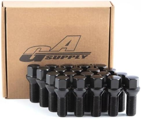 GAsupply 14x1.5 28mm Shank Lug Bolts, 20pcs Black Conical Seat 56mm Tall Lug Studs for Wheel Spacers, 17mm Hex