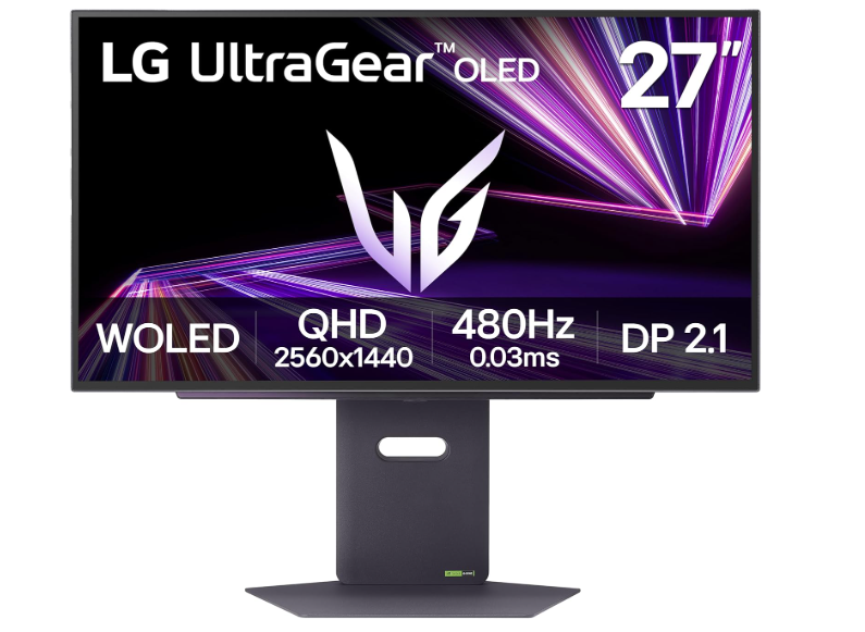 LG 27GX790A-B 27-inch Ultragear OLED Gaming Monitor QHD 1440p 480Hz, 0.03ms, DisplayPort 2.1, True Black 400, NVIDIA G-Sync, AMD FreeSync Premium Pro, HDMI, USB, Tilt/Height/Swivel/Pivot Stand, Black