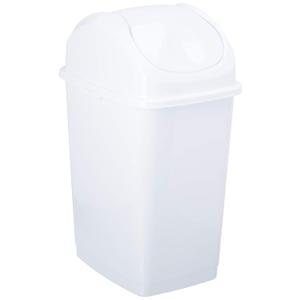 Superio Medium Trash Can with Lid 4.5 Gallon Plastic Swing Top Garbage Can Slim Waste Bin for Under Sink/Cabinet, Laundry Room, Kitchen, Office, Bedroom, Bathroom, College Dorm, 18 Qt, White
