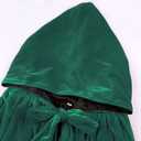 ALIZIWAY Hooded Cape Reversible Velvet Cloak Lined with Satin Renaissance Medieval Halloween Christmas Cosplay Costume (Green, XXL)