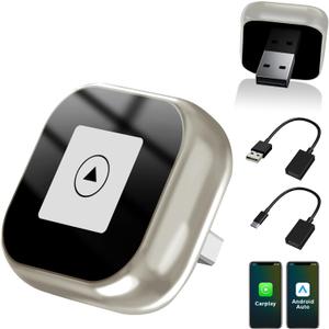 2 in 1 Wireless CarPlay & Android Auto Adapter, 2025 Upgraded Mini CarPlay Dongle Converts Wired to Wireless, Plug & Play, Auto Connect, Compact Design for iPhone & Android with USB/USB-C Port